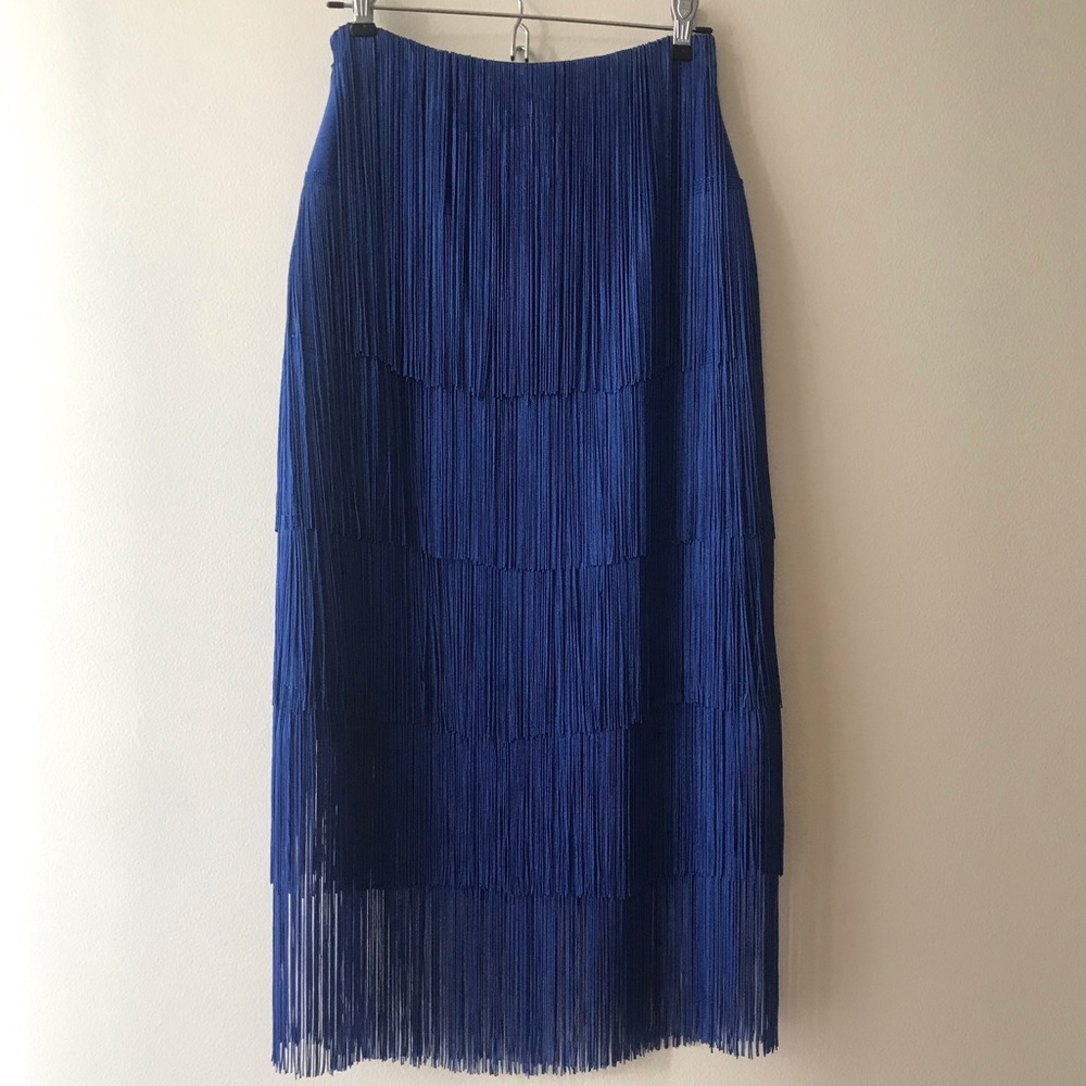 NWT H&M Bright Blue Fringe Skirt